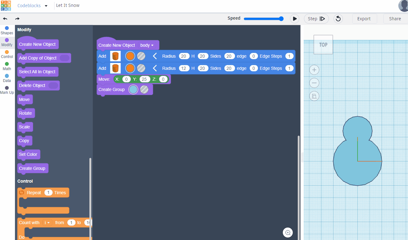 animated image, create new object, add box, edit dimensions, move into position, add second box, then group